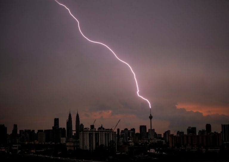 Lightning strikes KL Tower